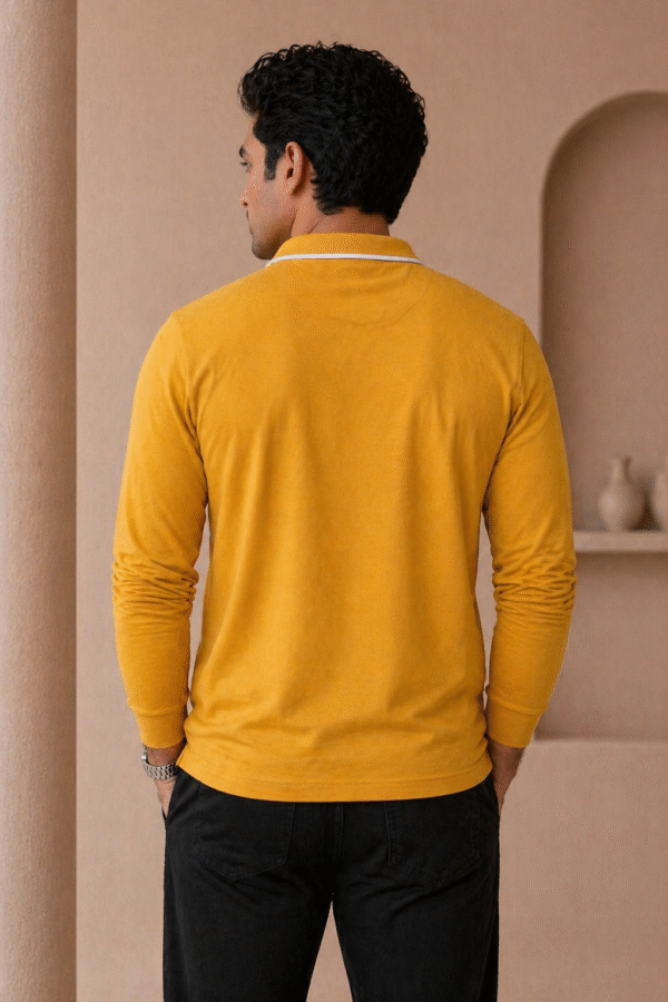 Mustard Yellow Full Sleeve Polo T-Shirt