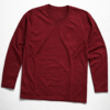 Wine Marroon Plain V-Neck Full Sleeve T-Shirt