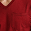Wine Marroon Plain V-Neck Full Sleeve T-Shirt