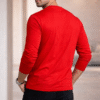 Cherry Red Plain V-Neck Full Sleeve T-Shirt