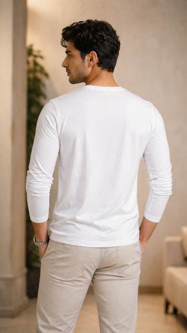 file_00000000a4b472089878e994a7076aae White Plain V-Neck Full Sleeve T-Shirt
