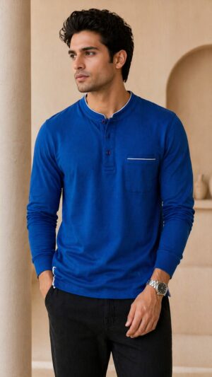 Royal Blue Full Sleeve Band Caller T-Shirt