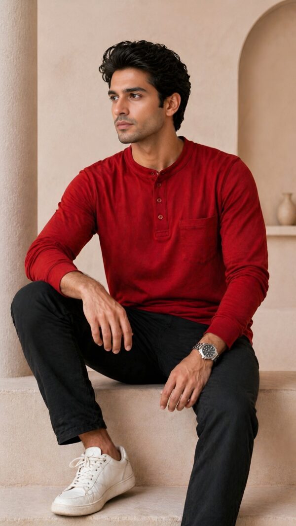 Classic Red Full Sleeve Band Caller T-Shirt