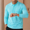 Mint Green Full Sleeve Polo T-Shirt
