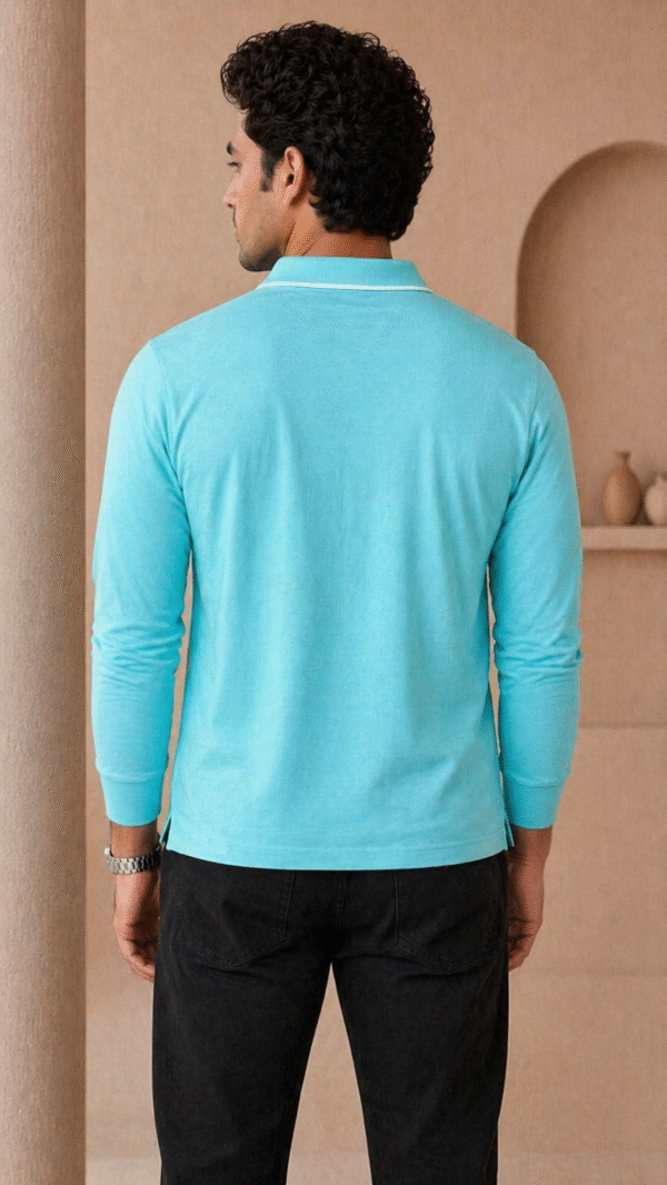 Mint Green Full Sleeve Polo T-Shirt