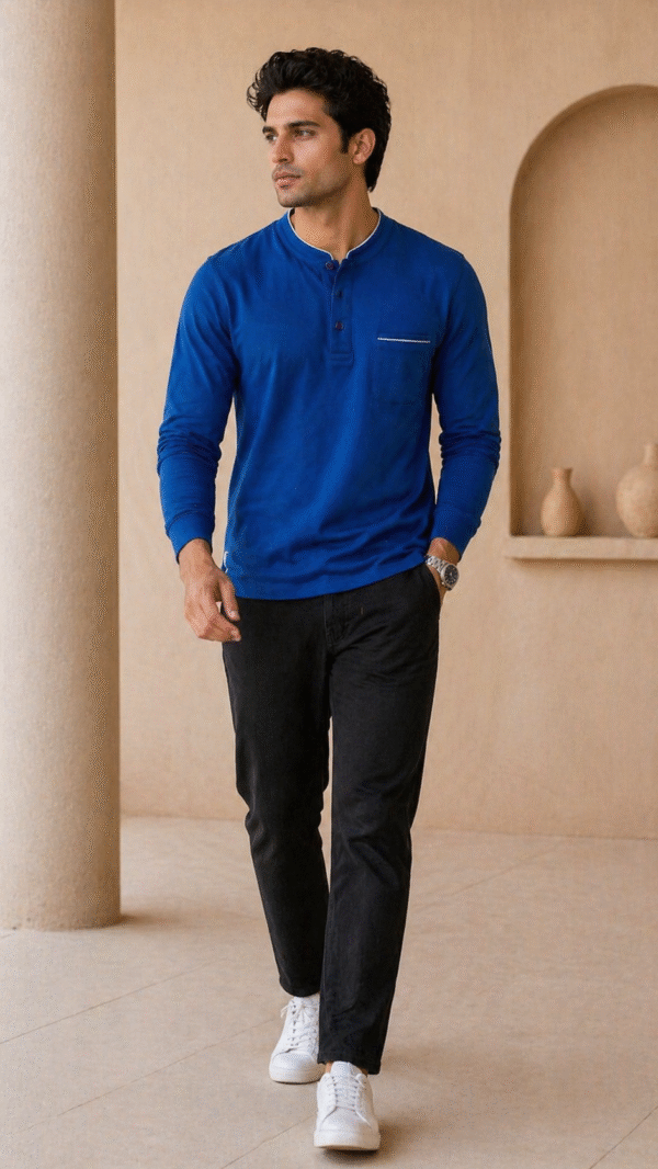 Royal Blue Full Sleeve Band Caller T-Shirt