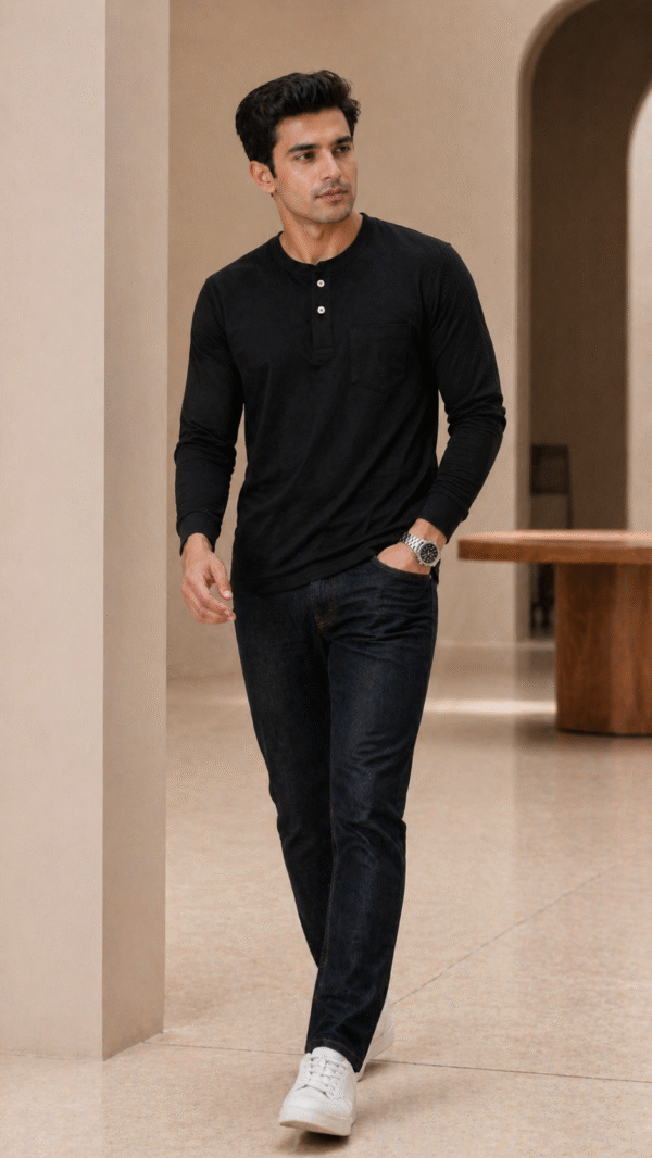 Black Full Sleeve Band Caller T-Shirt