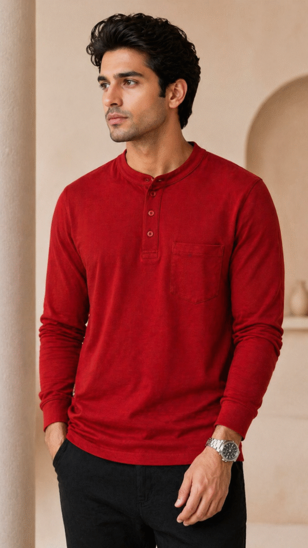 Classic Red Full Sleeve Band Caller T-Shirt