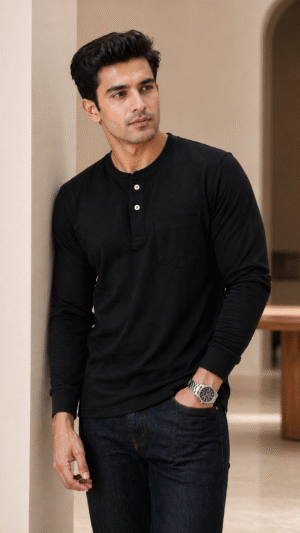 Black Full Sleeve Band Caller T-Shirt