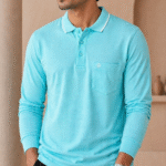 Mint Green Full Sleeve Polo T-Shirt