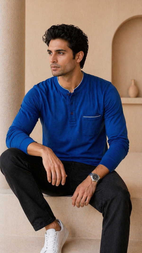 Royal Blue Full Sleeve Band Caller T-Shirt