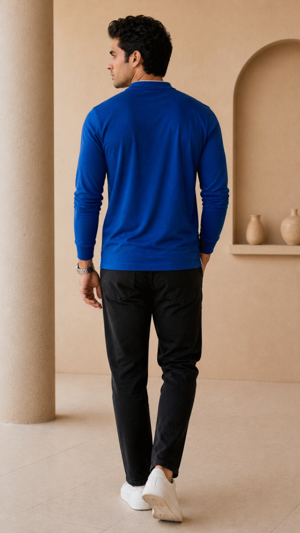 Royal Blue Full Sleeve Band Caller T-Shirt
