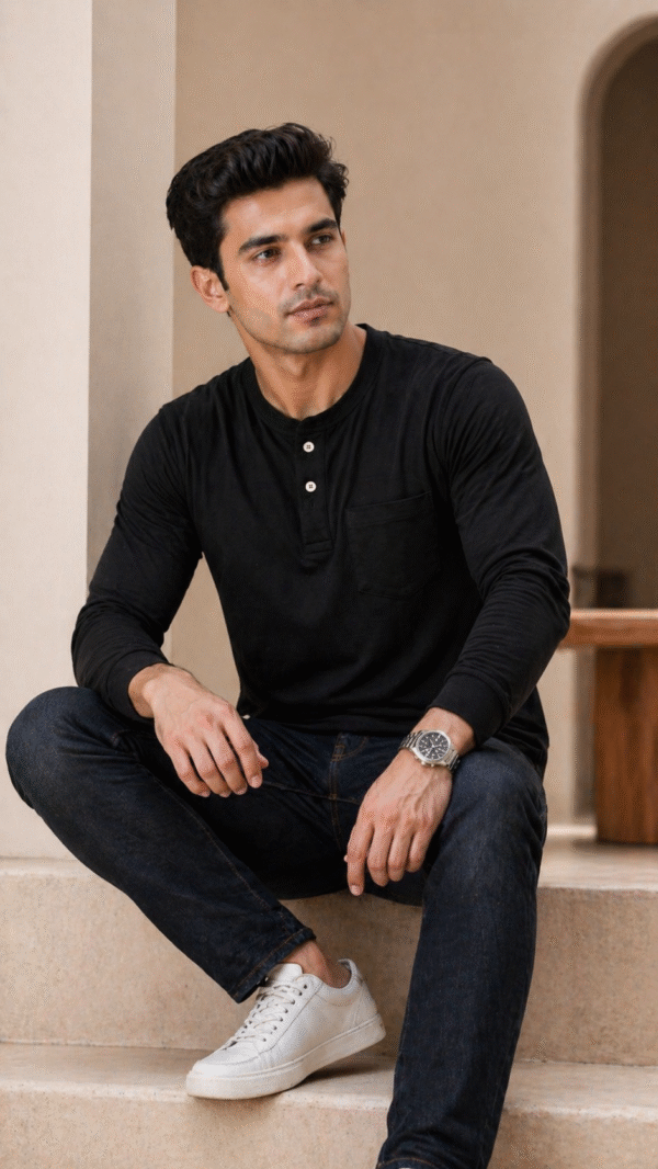Black Full Sleeve Band Caller T-Shirt