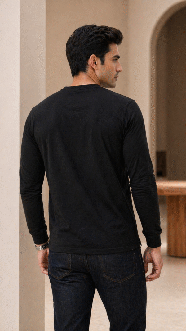 Black Full Sleeve Band Caller T-Shirt